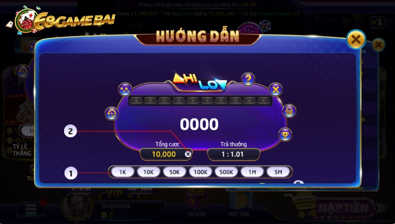 Cách tham gia trên dưới 68 Game Bài